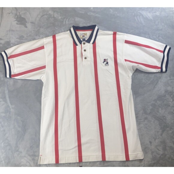 Cutter & Buck Men’s L Mickey Mouse Embroidered White Red Striped Polo - Picture 1 of 10
